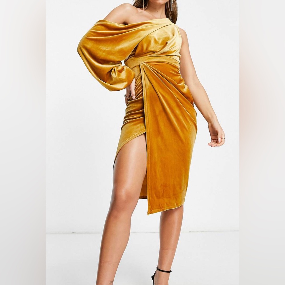 Gold velvet dress